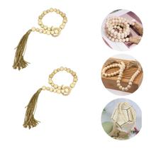 2 Colar de Mesa Cordão Madeira Natural Decoração Luxo Sala