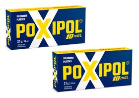 2 Colas / Soldas Pástica Epóxi Bicomponente Poxipol Cinza 21gr /14ml