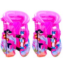 2 Coletes para crianças Inflável Boia flutuar na Piscina Feminino Rosa até 40Kg