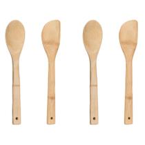 2 Colher E 2 Espátula Bambu Natural Utensílios Cozinha 30 cm