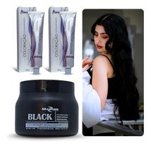 2 Colorações 1.0 Preto Azulado + Matizador Black 500g Mairibel 2 Colorações 1.0 Preto Azulado + Matizador Black 500g Mairibel