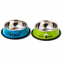 2 Comedouro Bebedouro Inox 13cm Para Pet Cachorro Gato Cores 2 Comedouro Bebedouro Inox 13cm Para Pet Cachorro Gato Cores