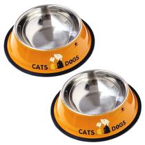 2 Comedouro Bebedouro Inox 16cm Para Pet Cachorro Gato Cores