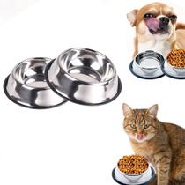 2 Comedouro Inox Pote Filhote Cães Gato Antiderrapante 240ml