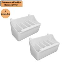 2 Comedouro Plastico Italiano 200ml c/ Grade - Calopsita Passaros Gaiola Viveiro