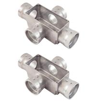 2 Condulete Modelo X Em Alumínio 2 1/2 Sem Rosca Sieg Prateado