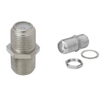 2 Conector Emenda F Fêmea Com Porca e Arruela Cabo Coaxial