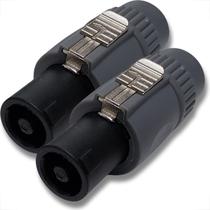 2 conectores kit plugs 4 polos speakon macho com trava cinza 2 vias coneção painel redondo qualidade
