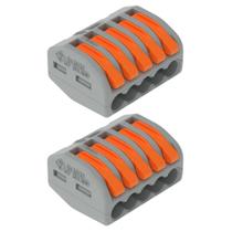 2 Conectores Original Wago C/ Alavanca 5 Entradas Até 4mm