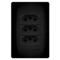 2 Conjunto 3 Tomadas Tripolar 3p 10a Preto Fosco Black Fame