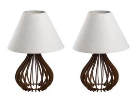2 Conjunto Abajur Sala Com Cúpula Em Tecido Decoração Enfeites -M-Marrom