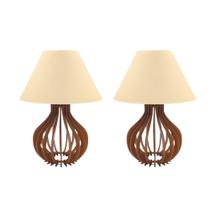 2 Conjunto Abajur Sala Quarto Luminárias De Mesa Enfeites-Cúpula-Bege