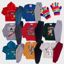 2 Conjunto Moletom Infantil Masculino Com Luvas De Frio - Kitilica Kids