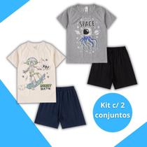 2 Conjunto Pijama Menino Infantil Juvenil Roupa de Verão - Isikids