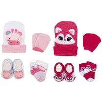 2 Conjuntos Bebê Menina Meias Toucas Luvas Pantufas Recém Nascido Enxoval Saída Maternidade