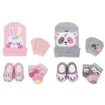 2 Conjuntos Bebê Menina Meias Toucas Luvas Pantufas Recém Nascido Enxoval Saída Maternidade