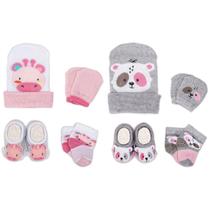 2 Conjuntos Bebê Menina Meias Toucas Luvas Pantufas Recém Nascido Enxoval Saída Maternidade