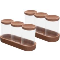 2 Conjuntos de Porta Condimentos Potes de Vidro 500ml Tampa Rolha Lyor