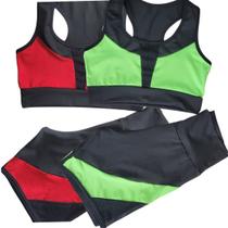 2 Conjuntos Roupa de Academia Feminino Top E Short Bermuda