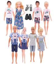 2 Conjuntos Roupas Barbie & Ken + 2 pares de sapatos
