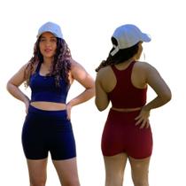 2 conjuntos Top + short Curto Academia Fitness Treino 2 conjuntos Top + short Curto Academia Fitness Treino