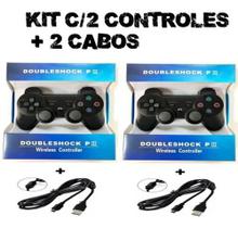 2 Controles Ps3 Playstation Sem Fio + Cabo Carregador