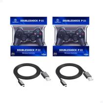 2 Controles Ps3 Playstation Sem Fio + Cabo Carregador - MUNDO STORE