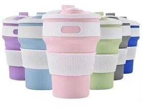 2 Copo Dobrável Reutilizavel Silicone Retrátil 350ml