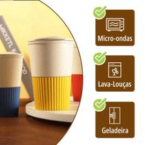 2 Copo Térmico Café Tampa Bambu Microondas 400ml Vr