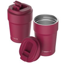 2 Copo Térmico Inox Rosa Cyber 380ml Com Tampa Não Vaza Termolar