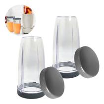 2 Copos 700ml + 2 Tampas Simples Para Liquidificadores Nutribullet