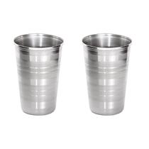 2 Copos Aço Inox Resistente Grande Cerveja Agua Suco 390ml