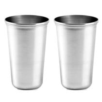 2 Copos Aço Inox Resistente Grande Cerveja Agua Suco 600ml