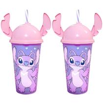 2 Copos Angel Stitch Rosa Infantil com Orelhas e canudo 500ml Original Plasútil 2 Copos Angel Stitch Rosa Infantil com Orelhas e canudo 500ml Original Plasútil