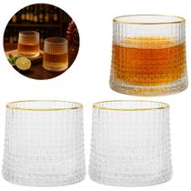 2 Copos de Vidro 320ml Borda Dourada P/ Whisky Drinks Bar