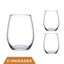 2 Copos De Vidro Transparente Redondo Amber Pasabahçe 440ml
