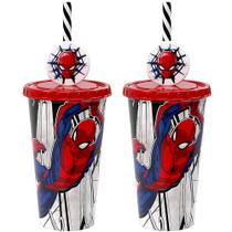 2 Copos Homem Aranha Spider-Man p/ Suco Refrigerante Original