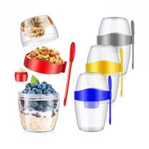 2 Copos para Salada Alimentos Frescos com Garfo e Molheira