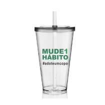 2 Copos Tampa E Canudo Personalizados Eco Mude Um Hábito