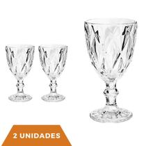 2 Copos Transparente Taças Diamante 300ml Para Agua Vinho