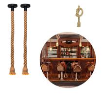 2 Cordas Pendente Sisal 1,80M Para Nó Laço Retro Rústico Vintage Com Soquete Bocal E27 E Canopla De Metal Para Teto