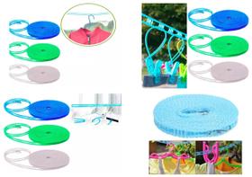 2 Cordas Varal Nylon Antiderrapante Cabide Ajustável Até 5mt