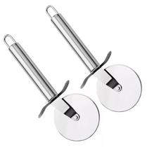2 Cortador de Pizza Carretilha Inox Lisa Pastel Pizza Queijo
