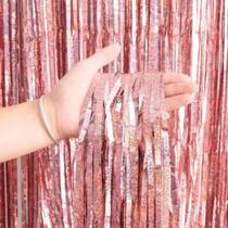 2 Cortinas Metalizadas Holográfica Franja 1m x 2m De Altura Para Decoração.