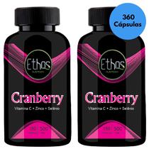 2 Cranberry 500mg 360 Cápsulas Vitamina C + Zinco + Selênio Ethos Nutrition