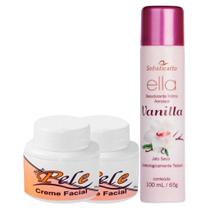 2 Creme Facial Nova Pele combate manchas melasma no rosto 1 Desodorante Íntimo Ella Vanilla