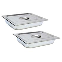 2 Cuba Gastronomica Inox Com Tampa 1/2x65 Gn Buffet Cozinha