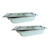 2 Cuba Gastronomica Inox Com Tampa 1/4x65 Gn Buffet Cozinha
