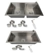 2 Cubas Gourmet Quadrada Escovada Aço Inox 304 60X40 - 78X43