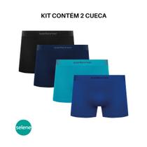 2 Cuecas Boxer Original Selene Masculina Confortável Infantil Juvenil Básica Em Microfibra Sem Costura